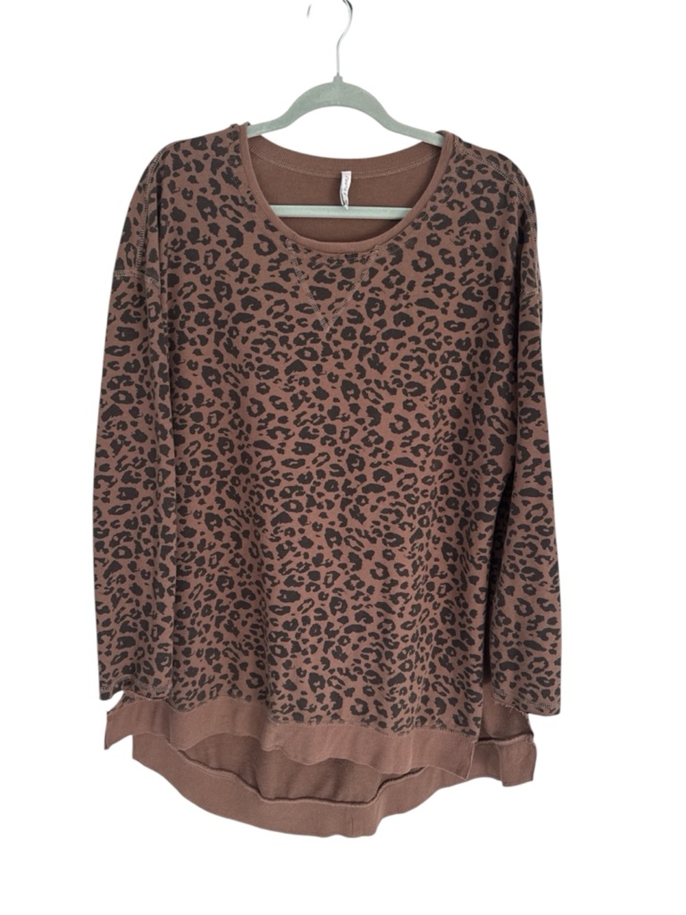 Z Supply Brown Leopard Print Crewneck Pullover